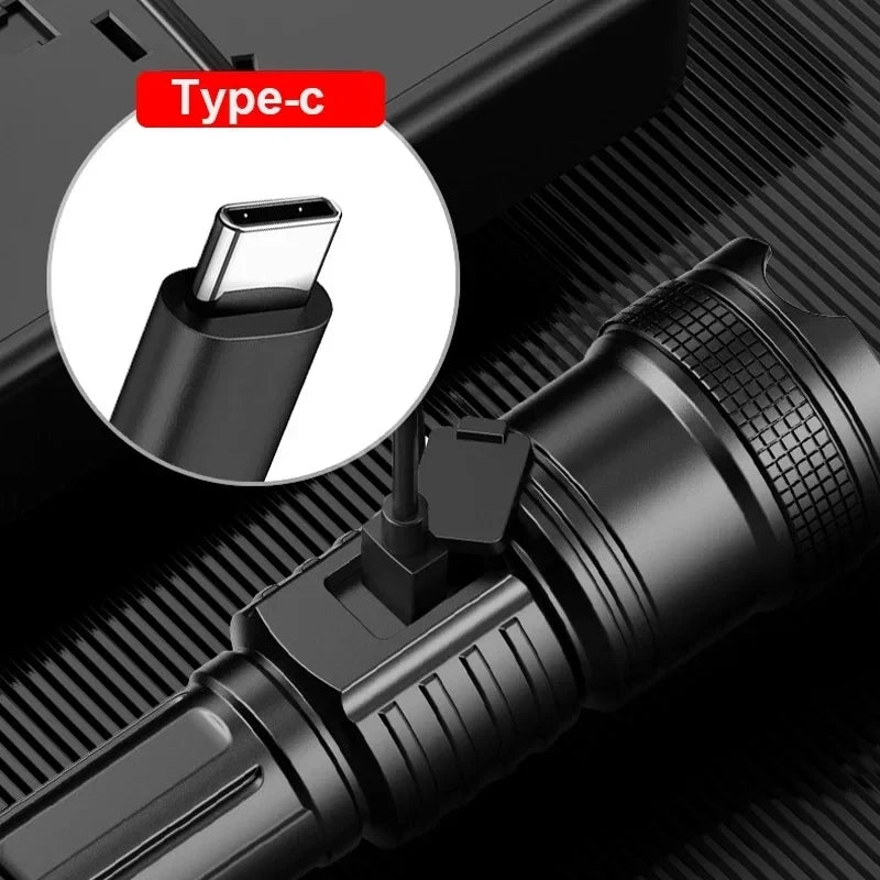 100000LM Super Bright Led Flashlights Rechargeable LED Torch Long Range Tactical Lamp for Outdoor Waterproof Camping Lantern